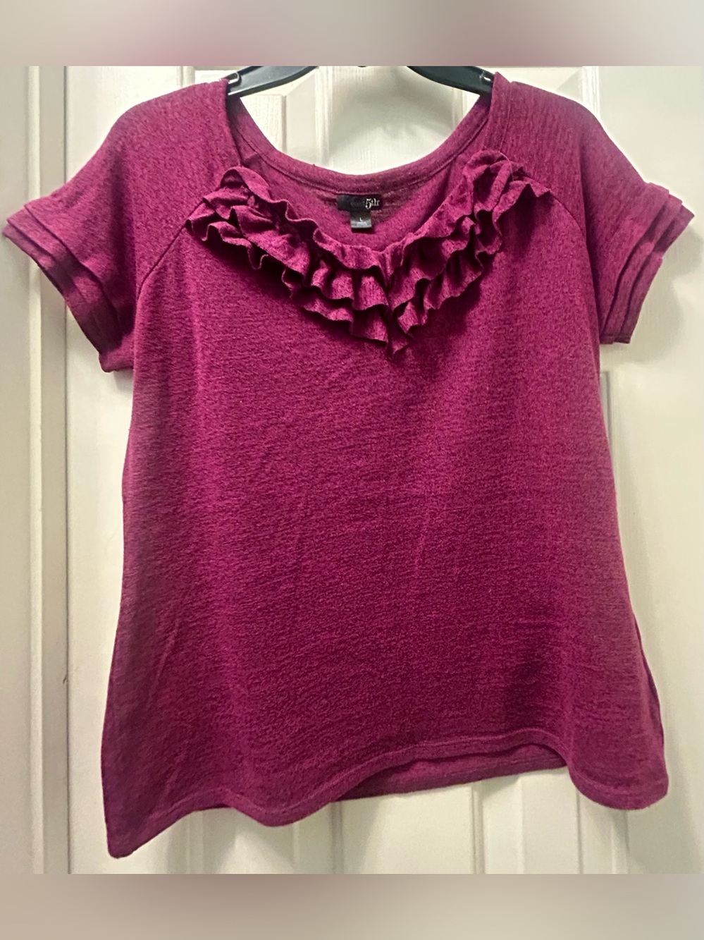 East 5th Berry Ruffle-Front Short Sleeve Top